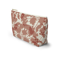Floral Plaid Accessory Pouch w T-bottom in Red
